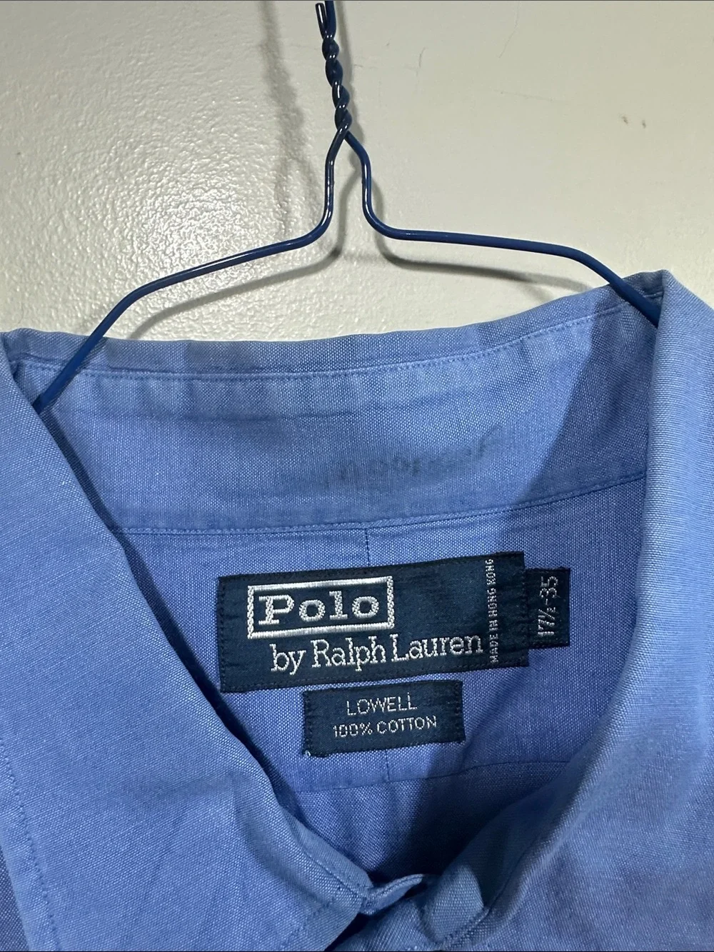 Polo by Ralph Lauren Men's Royal Blue Button-Up Dress Shirt 17.5-35 Cotton